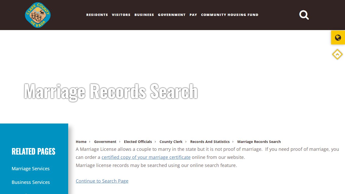 Marriage Records Search - Clark County, Nevada